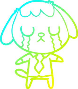 Bir insan tarafından çizilmiş ağlayan şirin bir köpeğin soğuk gradyan çizimi.