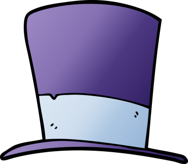 Bir insan tarafından çizilmiş karikatür silindir şapka.