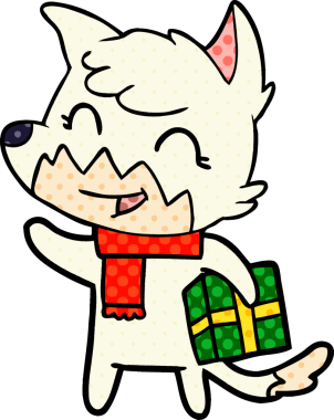 Bir insan tarafından çizilmiş mutlu çizgi film tilkisi.