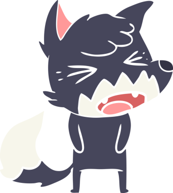 bir insan tarafından çizilmiş kızgın düz renkli tilki çizimi