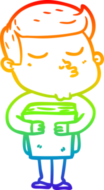 Gökkuşağı gradyan çizgi çizimi Bir insan tarafından çizilen çizgi film modeli adam