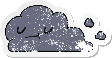 Bir insan tarafından çizilmiş kawaii mutlu bulutunun sıkıntılı karikatür çizimi