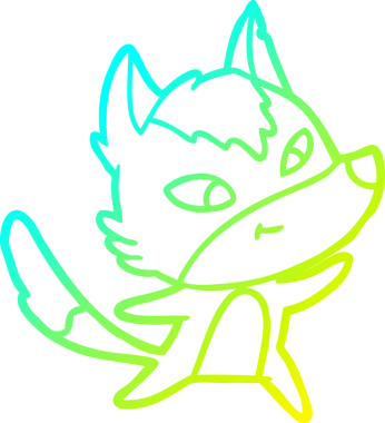 Bir insan tarafından çizilmiş dost canlısı bir kurt çizgi çizimi.