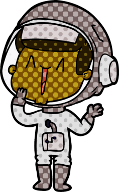 Gülen astronot bir insan tarafından çizilmiş.