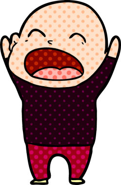 Bir insan tarafından çizilmiş kel adam diye bağıran çizgi film.