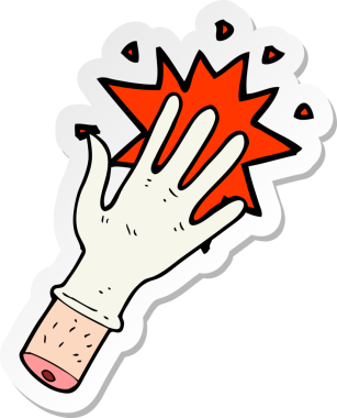 Bir insan tarafından çizilmiş lastik eldiven etiketi.