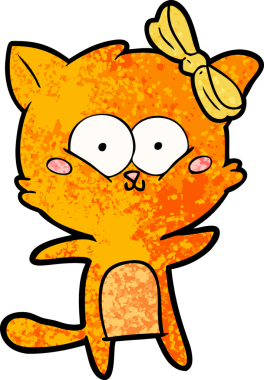 Bir insan tarafından çizilmiş çizgi film kedisi.