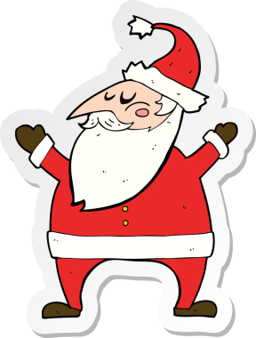 Bir insan tarafından çizilmiş Noel Baba çizgi filminin çıkartması.