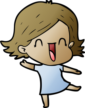 Bir insan tarafından çizilmiş gülen kadın çizgi filmi.