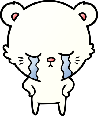 Bir insan tarafından çizilmiş üzgün küçük kutup ayısı çizgi filmi.