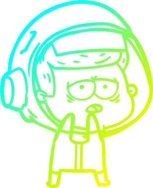 Bir insan tarafından çizilmiş soğuk gradyan çizgi çizimi yorgun astronot