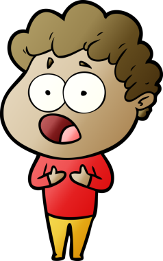 Bir insan tarafından çizilmiş bir karikatür adamı şaşkınlıkla nefes nefese kaldı.