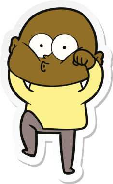 Bir insan tarafından çizilmiş kel bir adamın çıkartması.