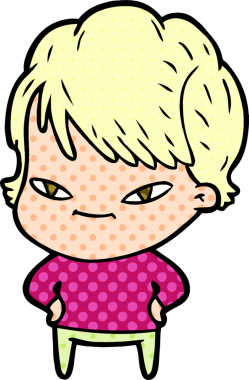 Bir insan tarafından çizilmiş mutlu bir kadın.