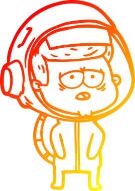 Bir insan tarafından çizilmiş, karikatür, yorgun astronot çizimi.