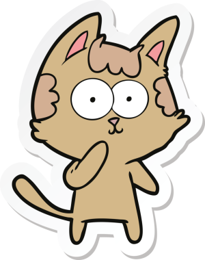 Bir insan tarafından çizilmiş bir çizgi film kedisinin çıkartması.