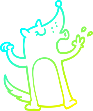 Bir insan tarafından çizilmiş ıslık çalan bir kurdun soğuk çizgi çizimi.