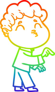 Gökkuşağı gradyan çizgi çizimi bir insan tarafından çizilen bir çizgi film adamı