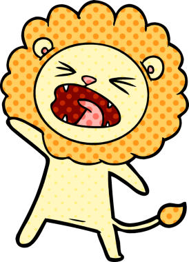 Bir insan tarafından çizilmiş çizgi film aslanı.