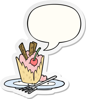 Bir insan tarafından çizilmiş konuşma balonu çıkartmalı tatlı çizgi film.