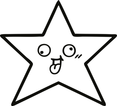 Bir insan tarafından çizilmiş altın yıldızın çizgi çizimi.