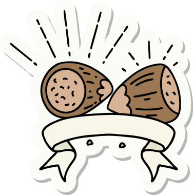 Bir insan tarafından çizilmiş dövme stili fındık çıkartması.