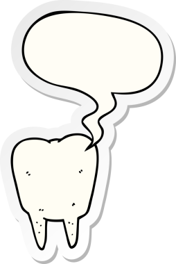 Bir insan tarafından çizilmiş balon çıkartmalı çizgi film dişleri.