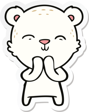 Bir insan tarafından çizilmiş mutlu bir kutup ayısının çıkartması.