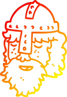 Bir insan tarafından çizilen viking suratının sıcak çizgi çizimi