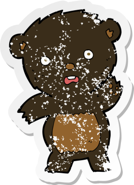 Bir insan tarafından çizilmiş siyah ayı yavrusu sallayan bir çizgi filmin gerilimli yapıştırması.