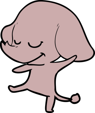 Bir insan tarafından çizilmiş gülümseyen bir fil.