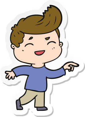 Bir insan tarafından çizilmiş bir karikatür adamın çıkartması.