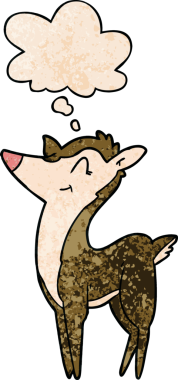 Bir insan tarafından çizilmiş grunge desenli düşünce baloncuklu çizgi film geyiği.