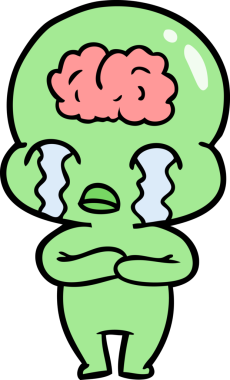 Bir insan tarafından çizilmiş koca beyinli bir uzaylı ağlaması.