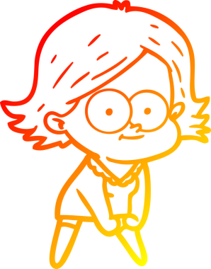 Bir insan tarafından çizilmiş mutlu bir çizgi film kızı çizimi