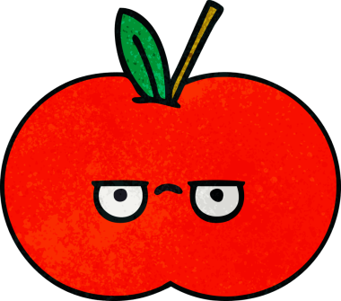 Bir insan tarafından çizilmiş kırmızı elmanın retro grunge deseni.