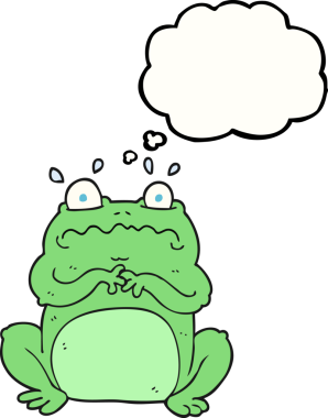 Bir insan tarafından çizilmiş serbest çizim balon karikatür komik kurbağa