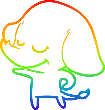 Bir insan tarafından çizilmiş gülümseyen bir filin çizgi çizimi.