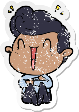 Bir insan tarafından çizilmiş heyecanlı bir karikatür çıkartması.