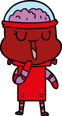 Bir insan tarafından çizilmiş mutlu çizgi film robotu