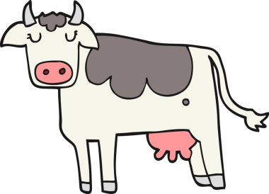 bir insan tarafından çizilmiş çizgi film ineği