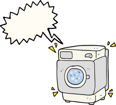 Bir insan tarafından çizilmiş serbest konuşma balonu çizgi film gürültülü çamaşır makinesi.