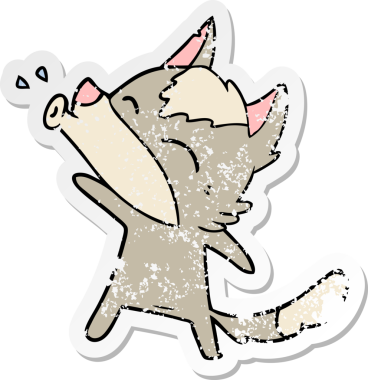 Bir insan tarafından çizilmiş uluyan kurt çizgi filminin sıkıntılı çıkartması.