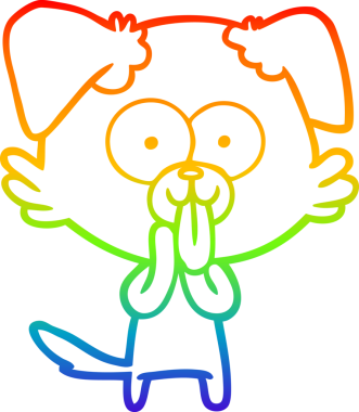 Bir insan tarafından çizilmiş dilli çizgi film köpeğinin çizimi.