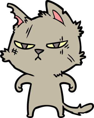 Bir insan tarafından çizilmiş sert çizgi film kedisi.