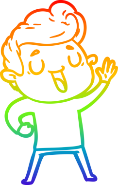 gökkuşağı gradyanı çizimi bir insan tarafından çizilmiş mutlu bir çizgi film adamı