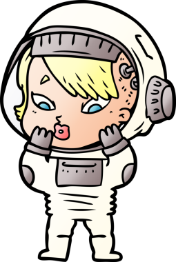 Bir insan tarafından çizilmiş astronot kadın.