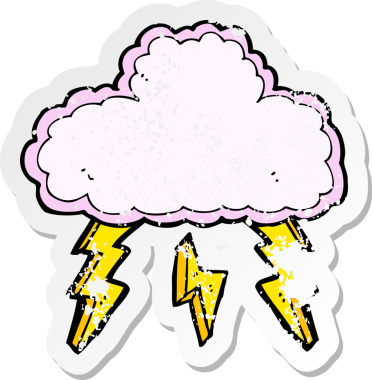 Bir insan tarafından çizilmiş karikatür bulut sembolünün gerilimli yapıştırması.