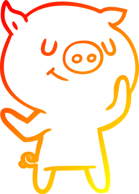 Bir insan tarafından çizilmiş mutlu çizgi film domuzu çizimi.