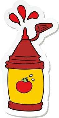 Bir insan tarafından çizilmiş ketçap şişesinin çıkartması.